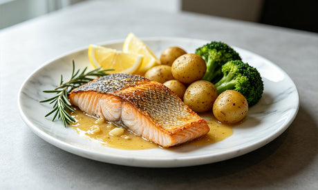 Garlic Butter Salmon with Roasted Potatoes (Healthy American Dinner)