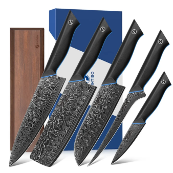 FINTISO ZEUS® Series - Damascus Knife Set with Magnetic Bar