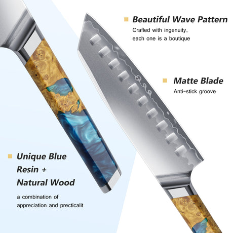 FINTISO MARISOL 7" Santoku Knife, 5-Layers Clad Steel