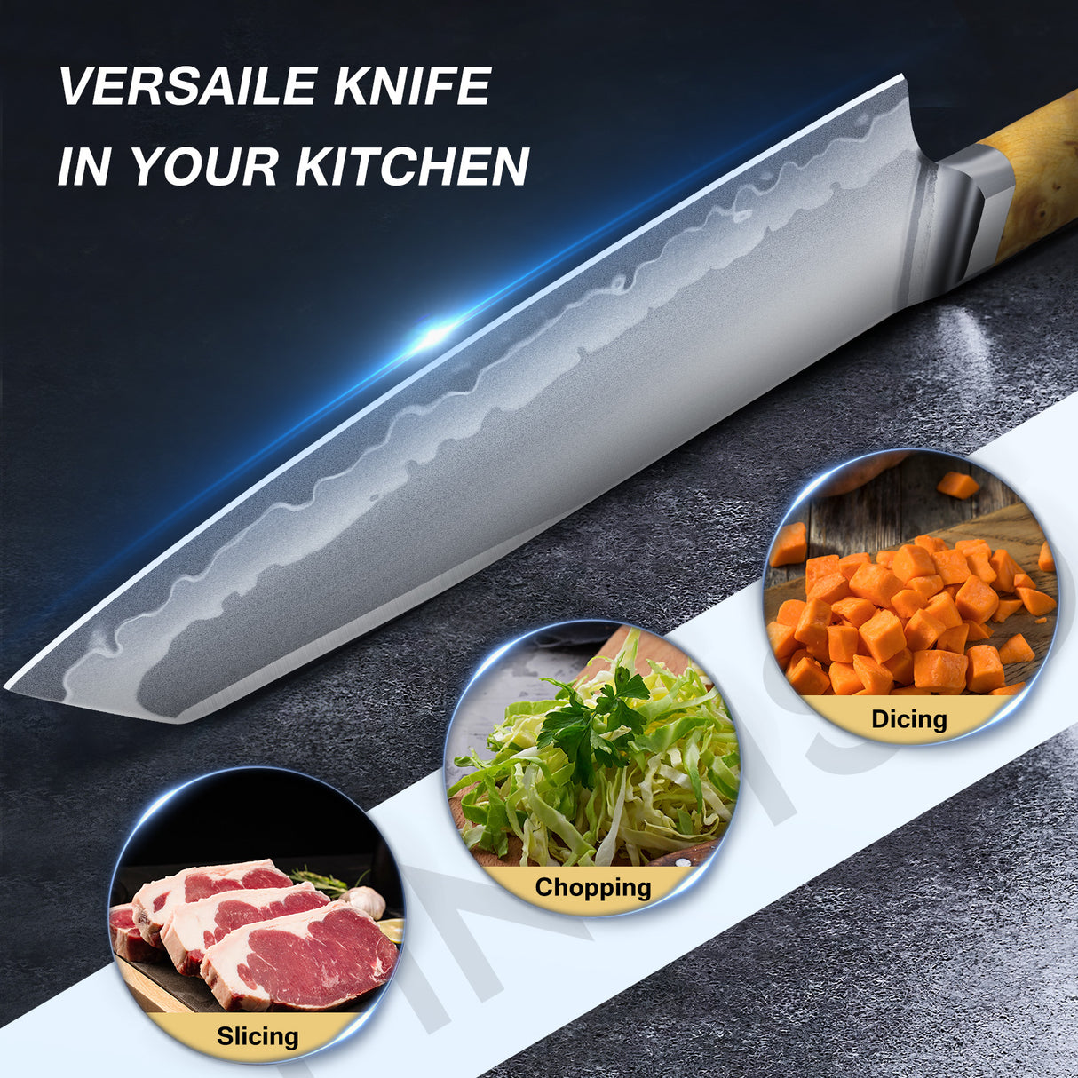 FINTISO MARISOL 8" Chef Knife, 7-Layers Clad Steel
