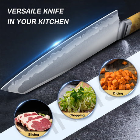 FINTISO MARISOL 8" Chef Knife, 7-Layers Clad Steel