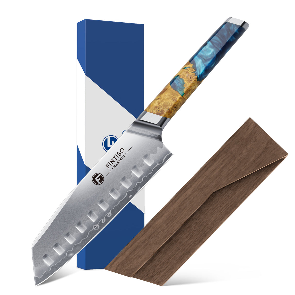 FINTISO MARISOL 7" Santoku Knife, 5-Layers Clad Steel