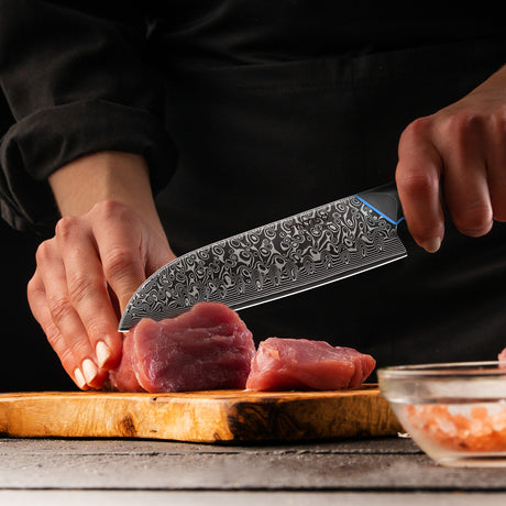 FINTISO ZEUS 7" Santoku Knife, 67-Layer Japanese Damascus Steel