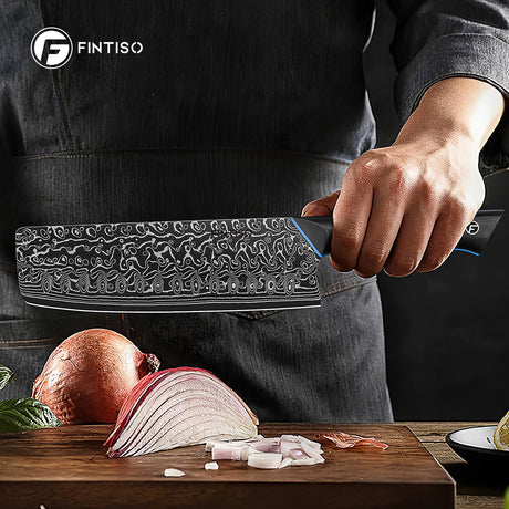 FINTISO ZEUS 7" Nakiri Knife, 67-Layer Japanese Damascus Steel