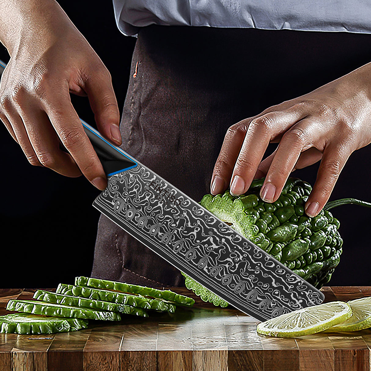 FINTISO ZEUS 7" Nakiri Knife, 67-Layer Japanese Damascus Steel