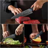FINTISO ZEUS 3 Pcs Kitchen Knife Set, 67-Layer Japanese Damascus Steel